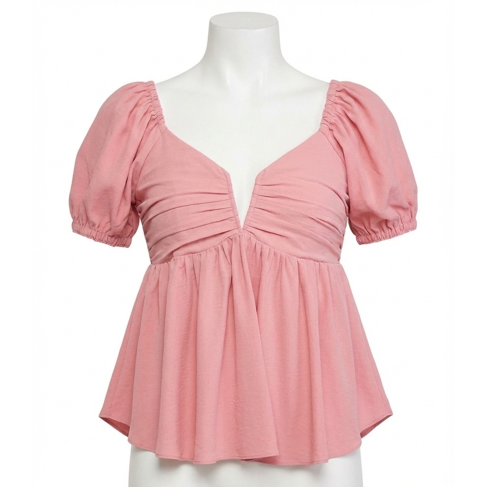NEW ENTRO bubble sleeve babydoll top in pink